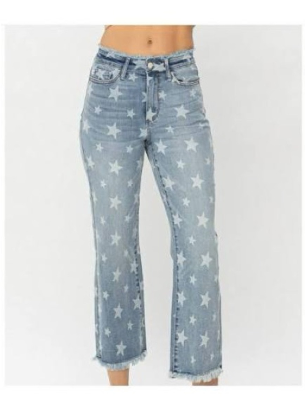 Judy Blue Light Blue Star-Print Cropped Jeans